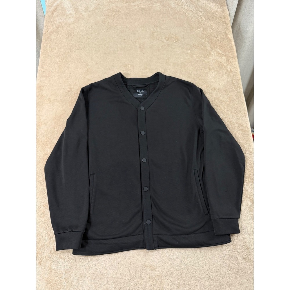 BYLT Premium Cardigan Jacket Basics Men's Large Black Snap Button Up EUC